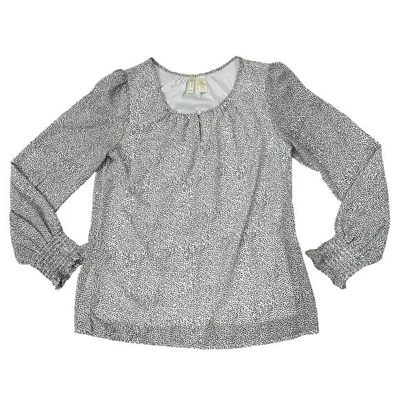 White Polka Dotted Long Sleeve Blouse by Japna - Picture 1 of 7